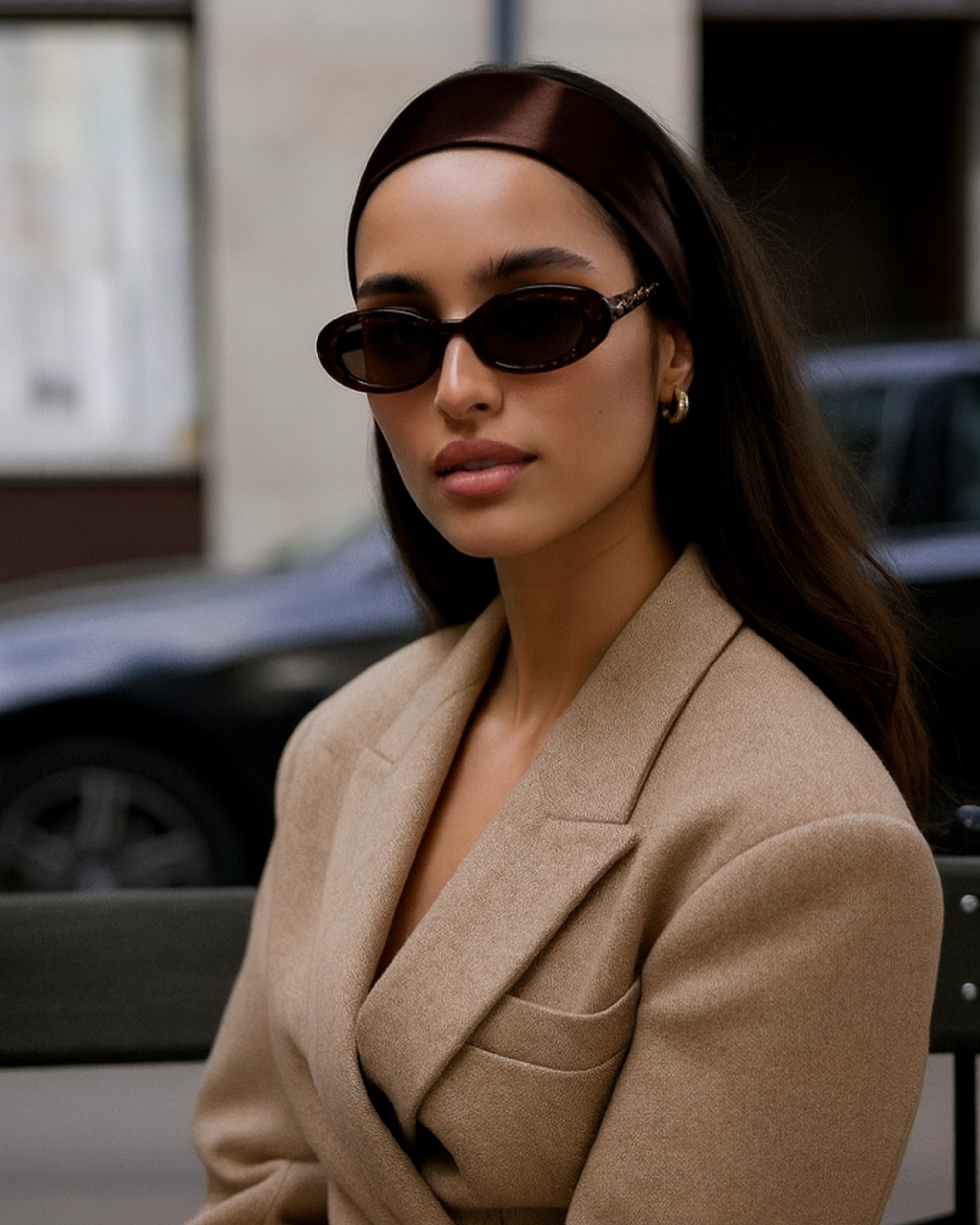 Jedwabna opaska Jane – dark chocolate