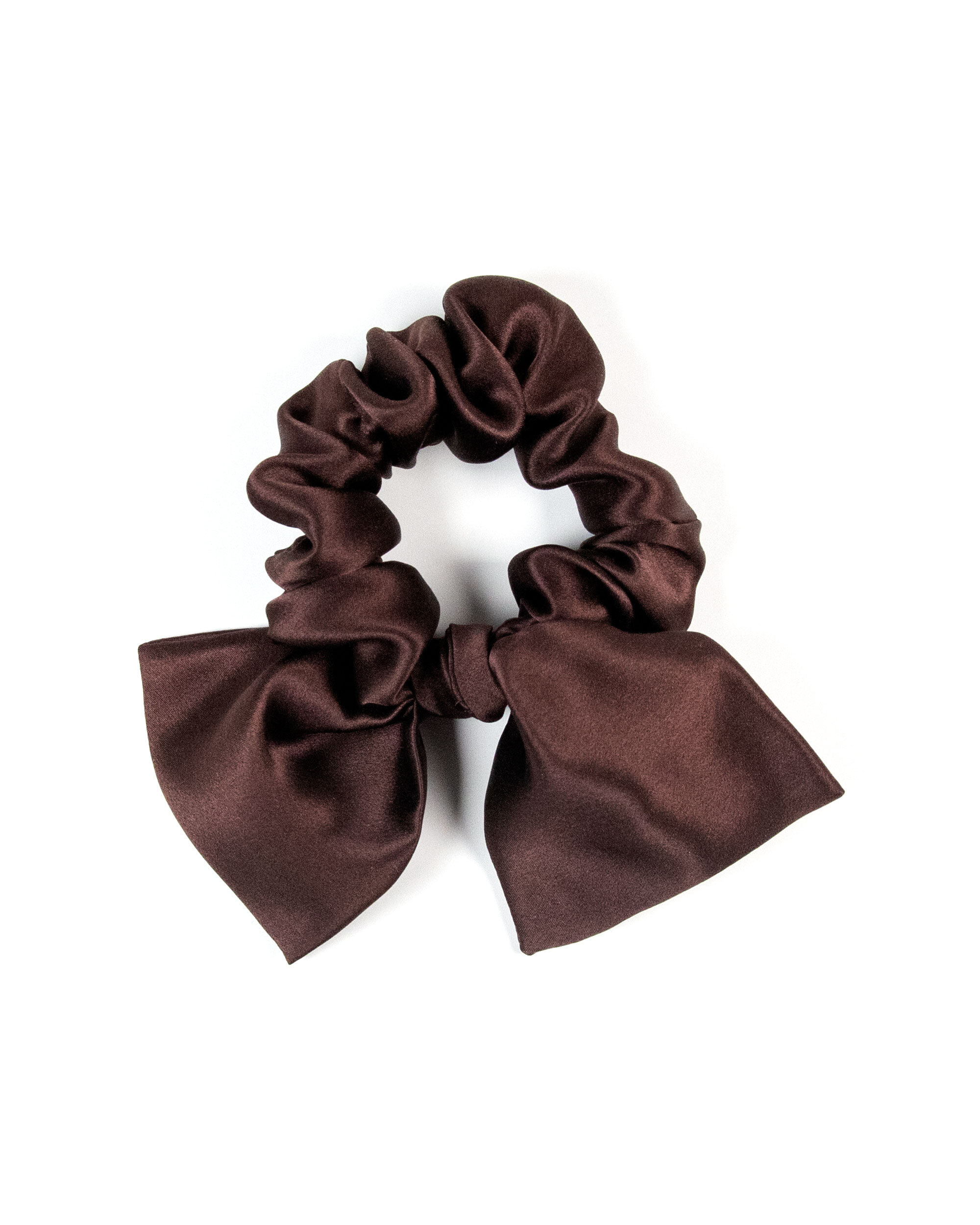 Jedwabna gumka z kokardką - dark chocolate