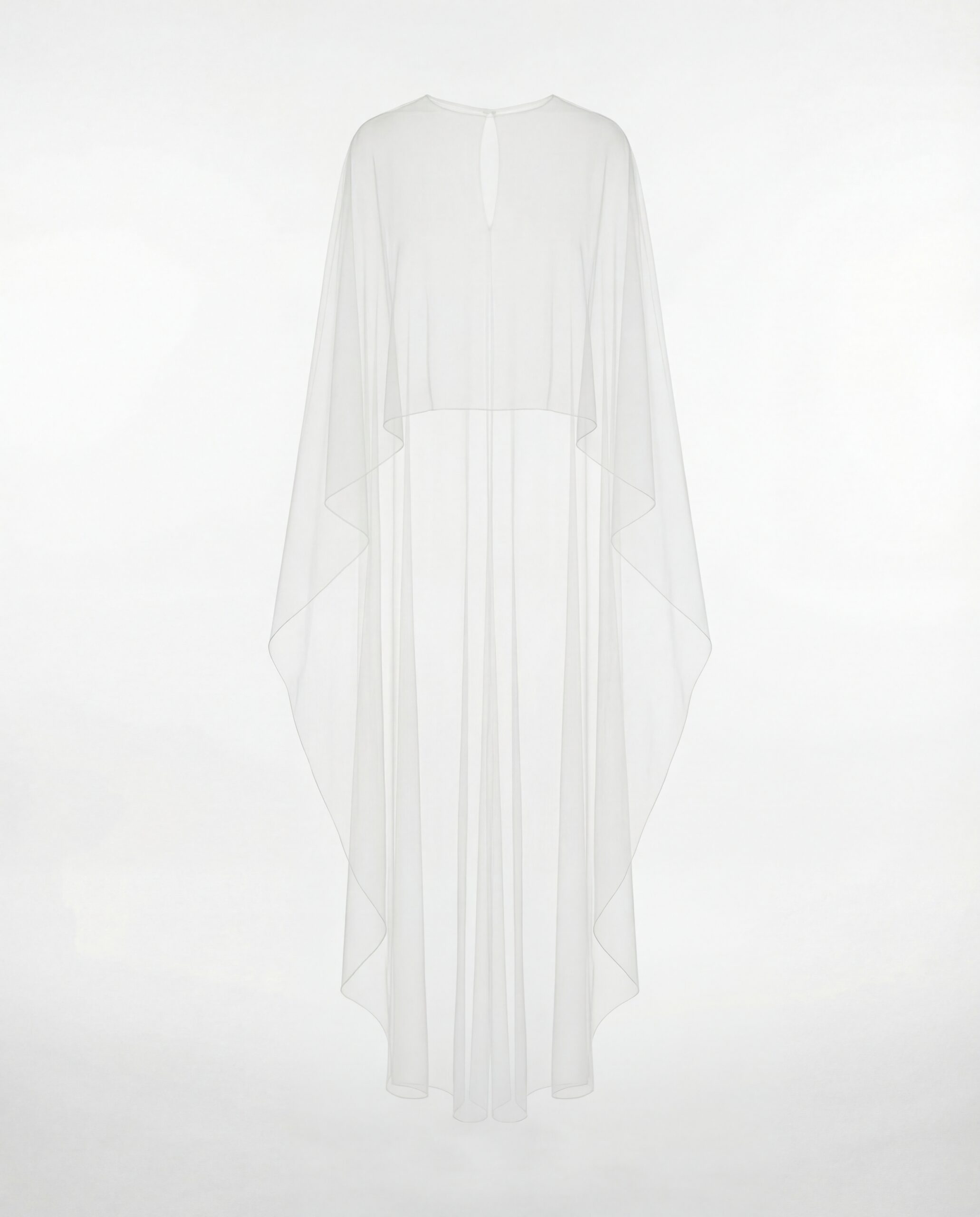 Długa peleryna z jedwabnej żorżety - ecru