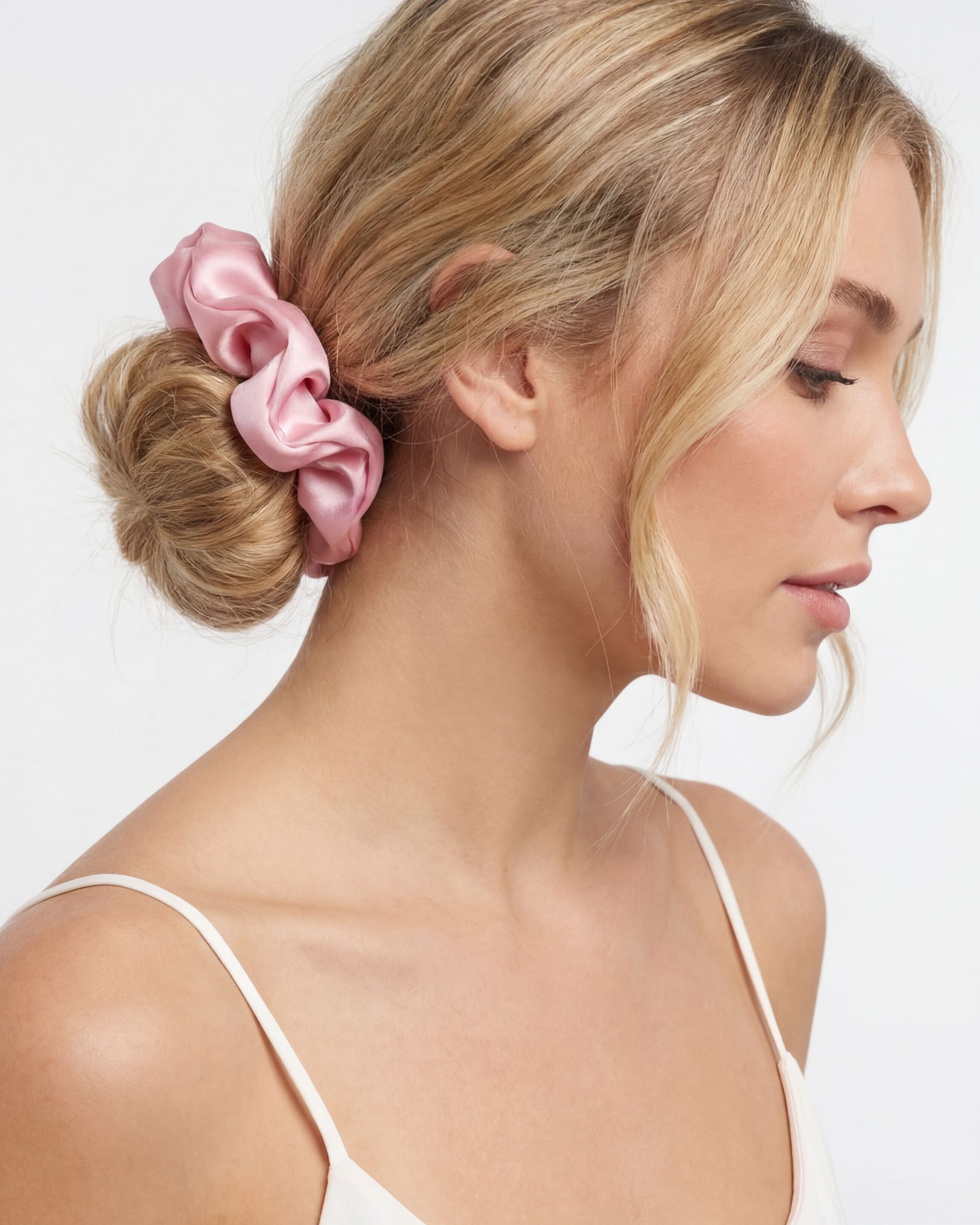 Jedwabna gumka midi - rose