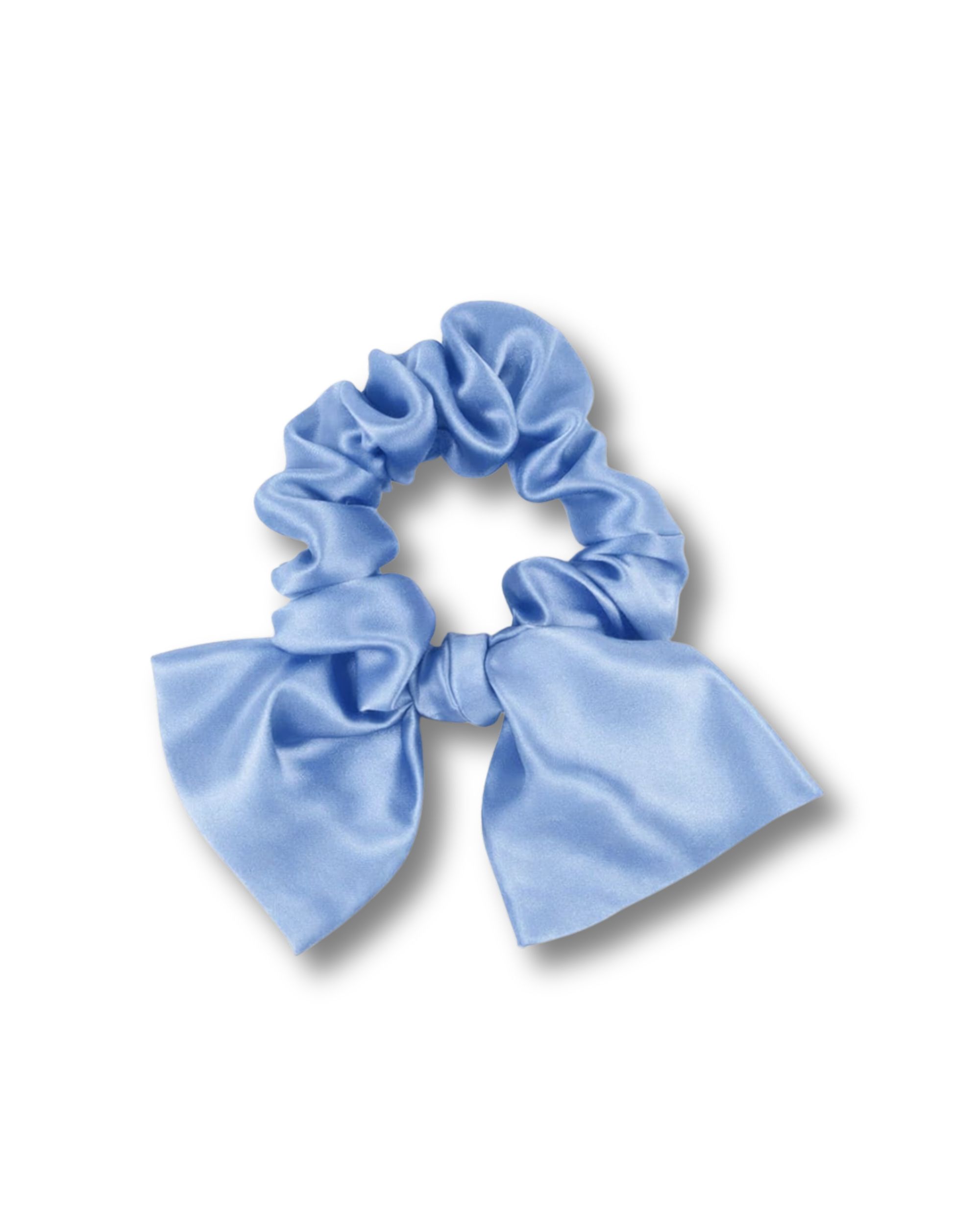 Jedwabna gumka z kokardką - ice blue
