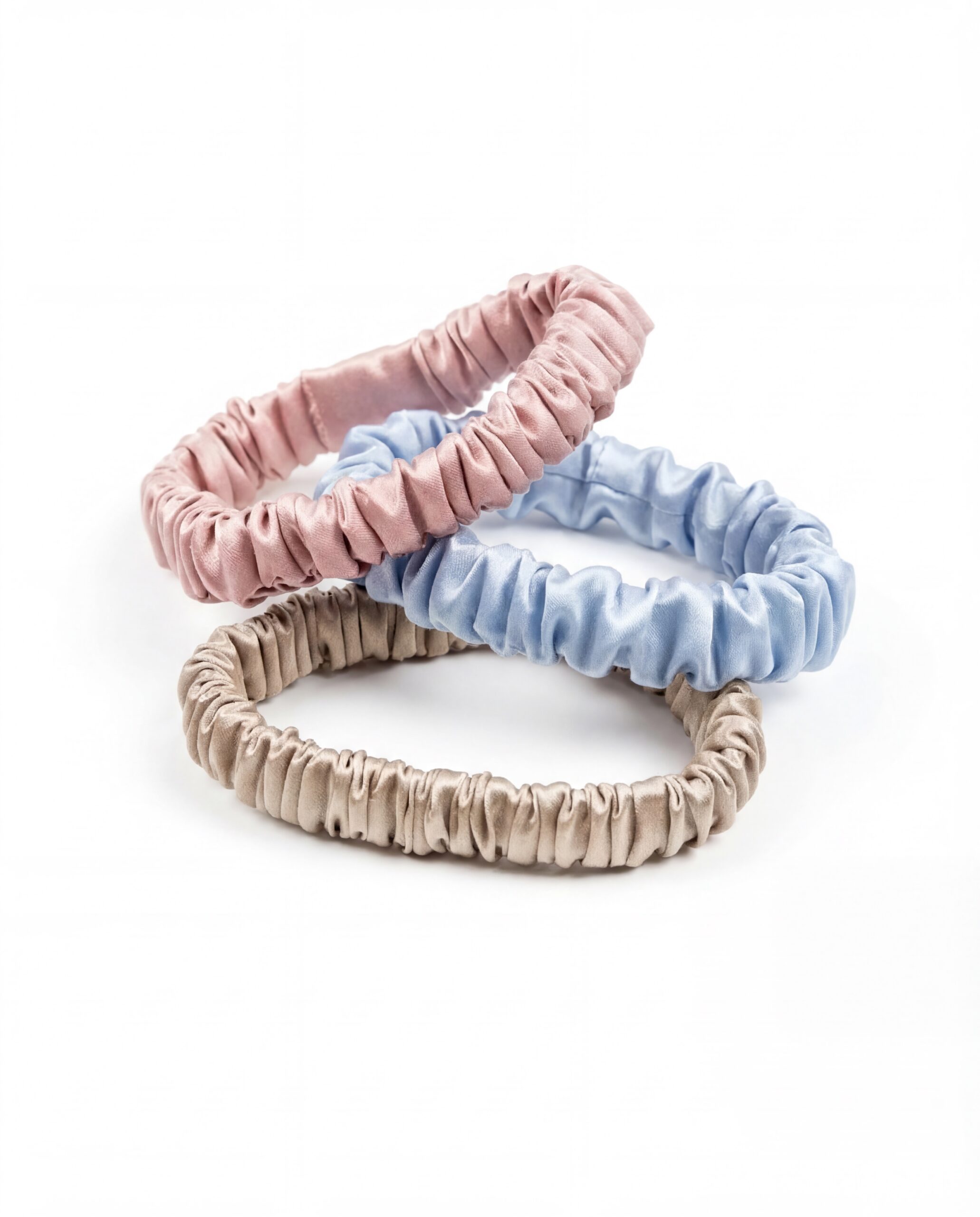 Zestaw jedwabnych gumek mini - rose, ice blue, szampańska