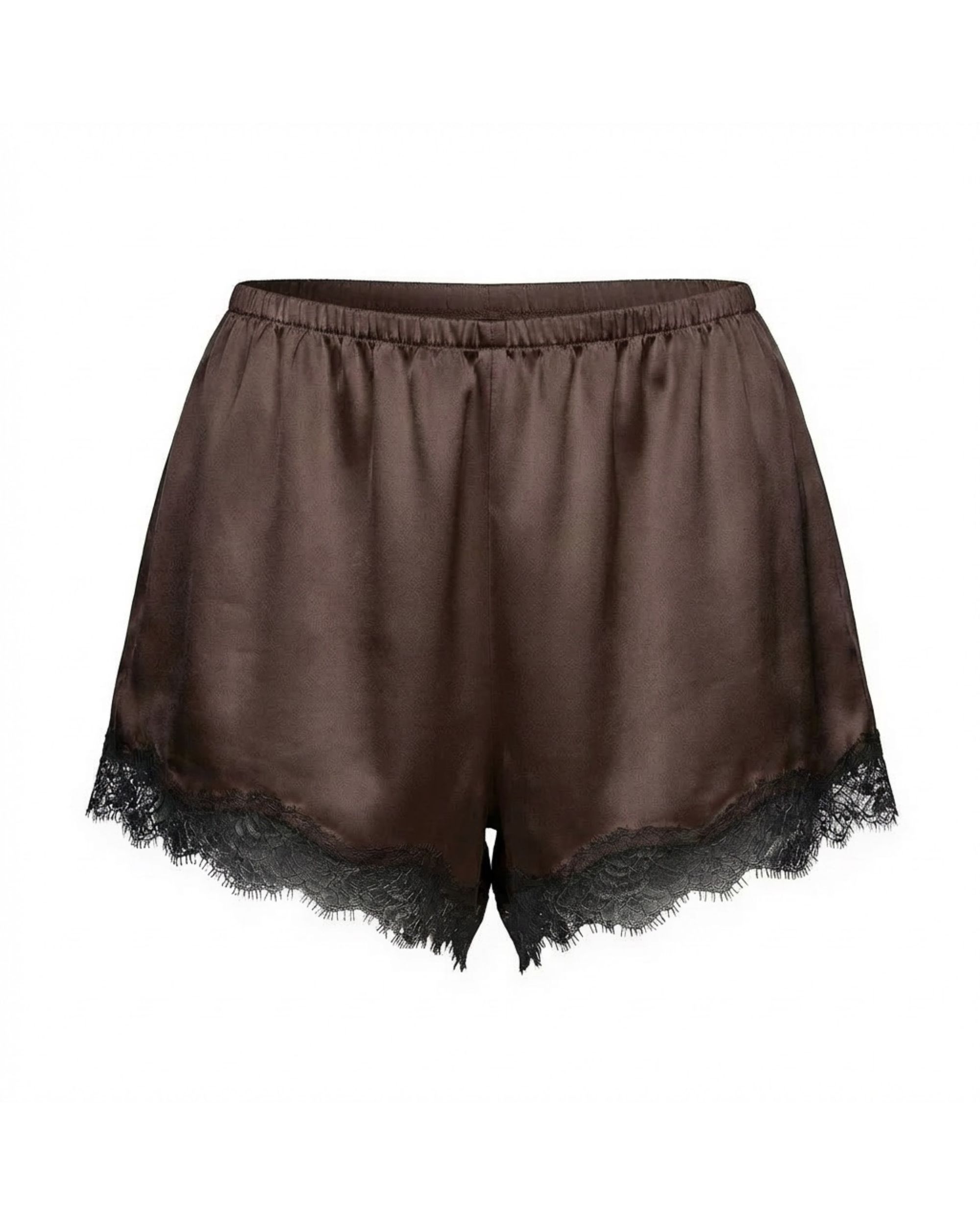 Jedwabne Szorty Lace - dark chocolate