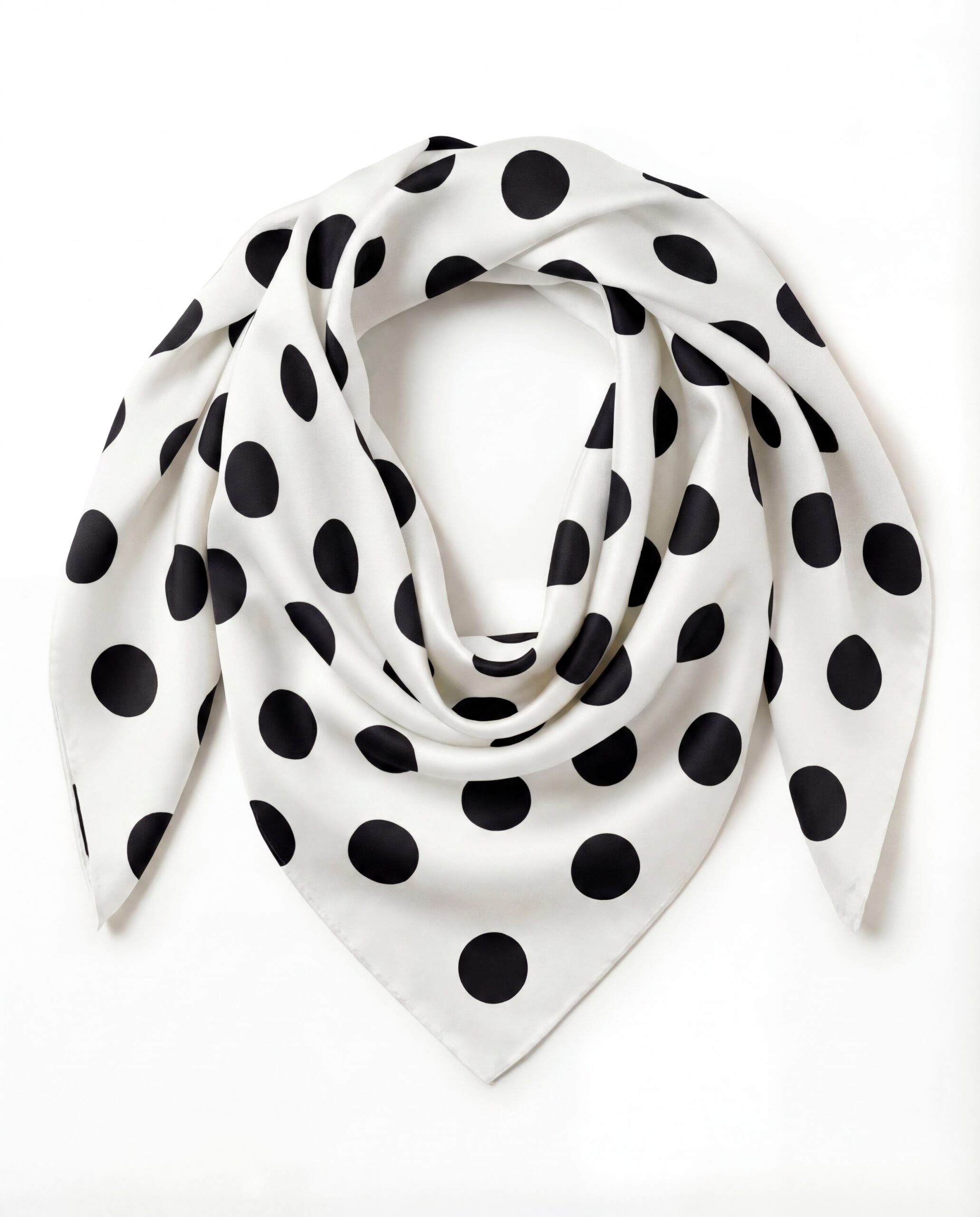 Jedwabna apaszka - ecru polka dots