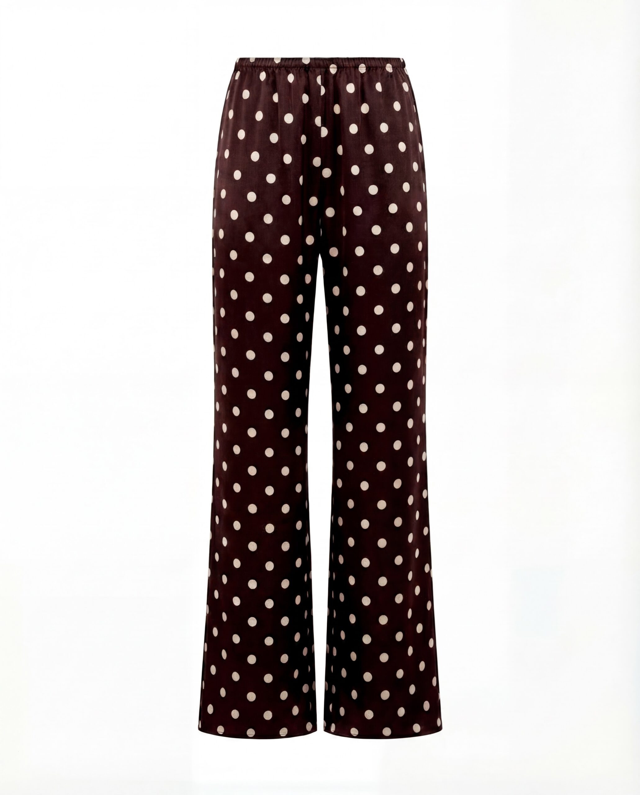 Jedwabne spodnie Flow - chocolate polka dot