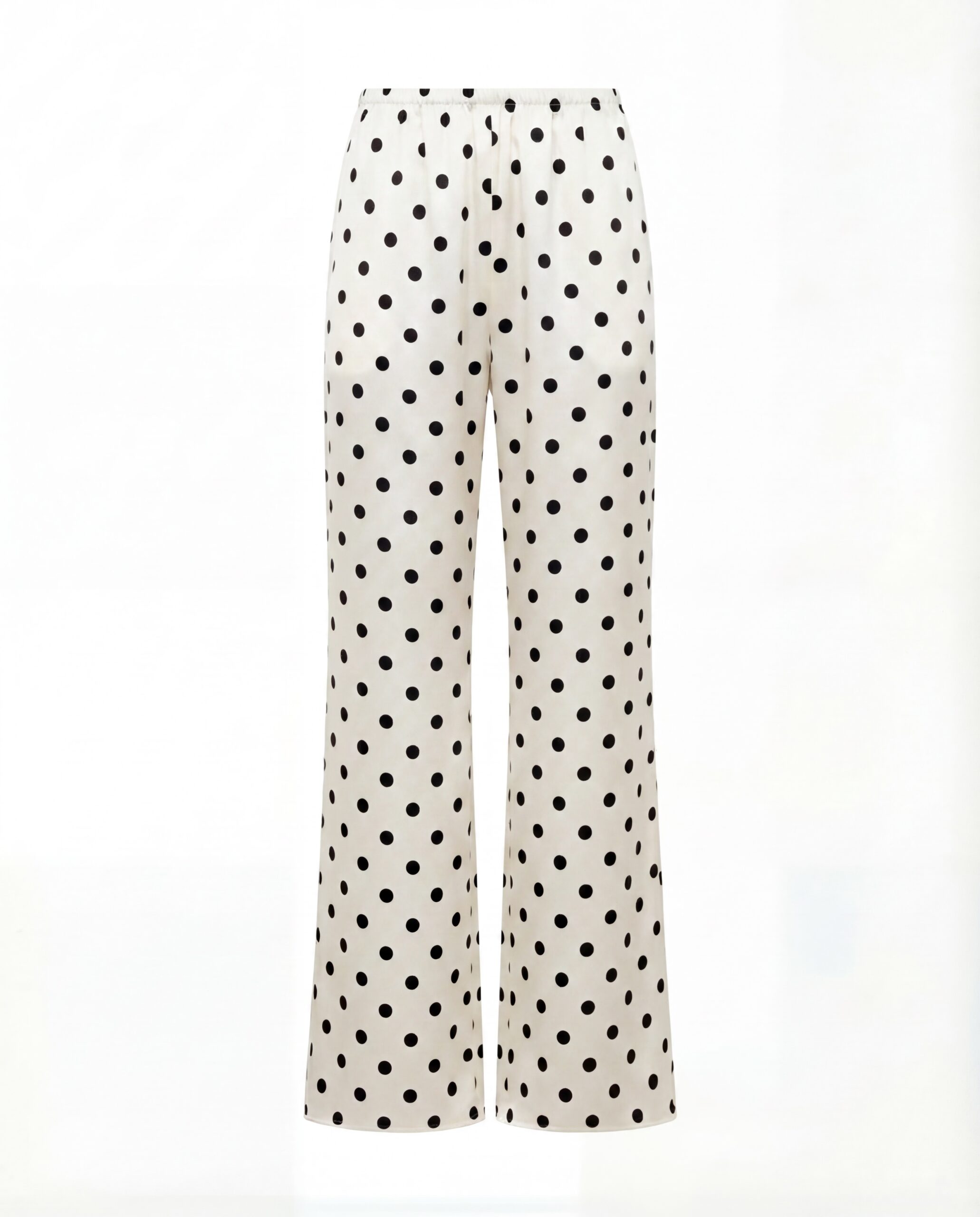 Jedwabne spodnie Flow - ecru polka dot