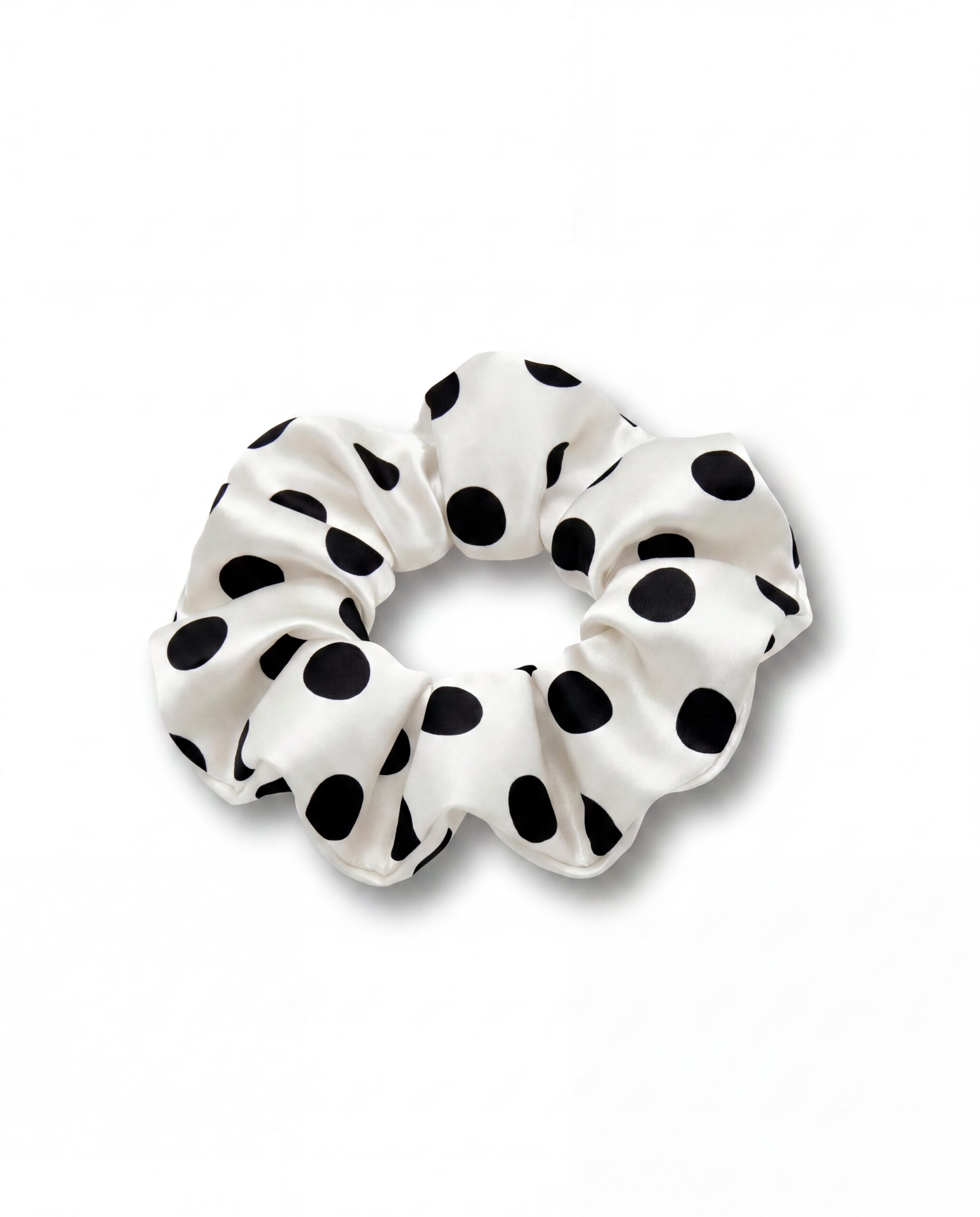 Jedwabna gumka midi - polka ecru