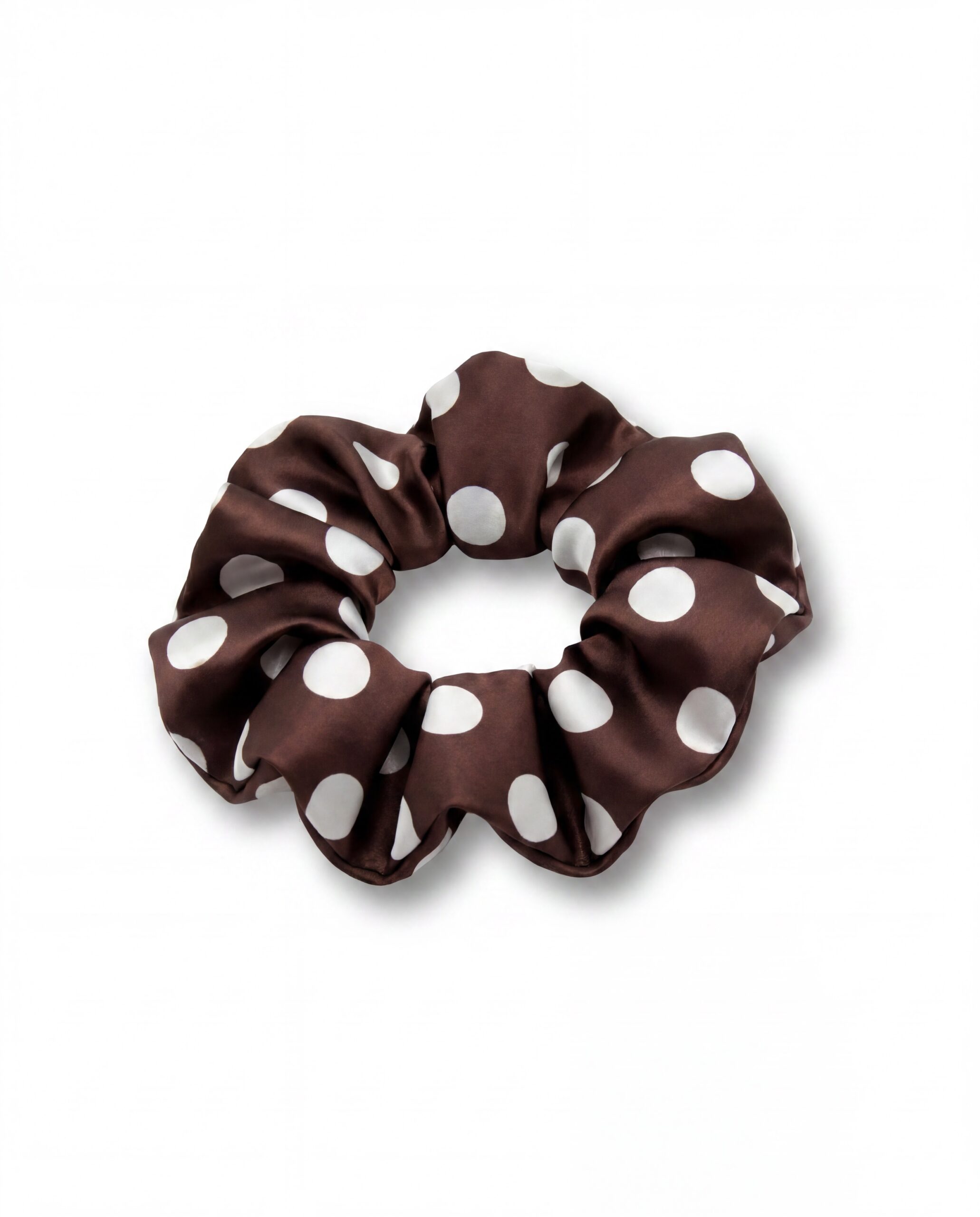 Jedwabna gumka midi - polka chocolate